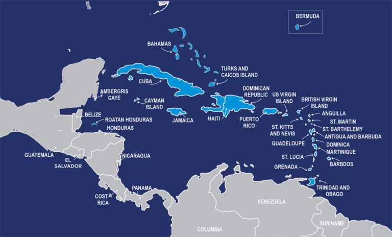 Map Of The Caribbean 768x464 