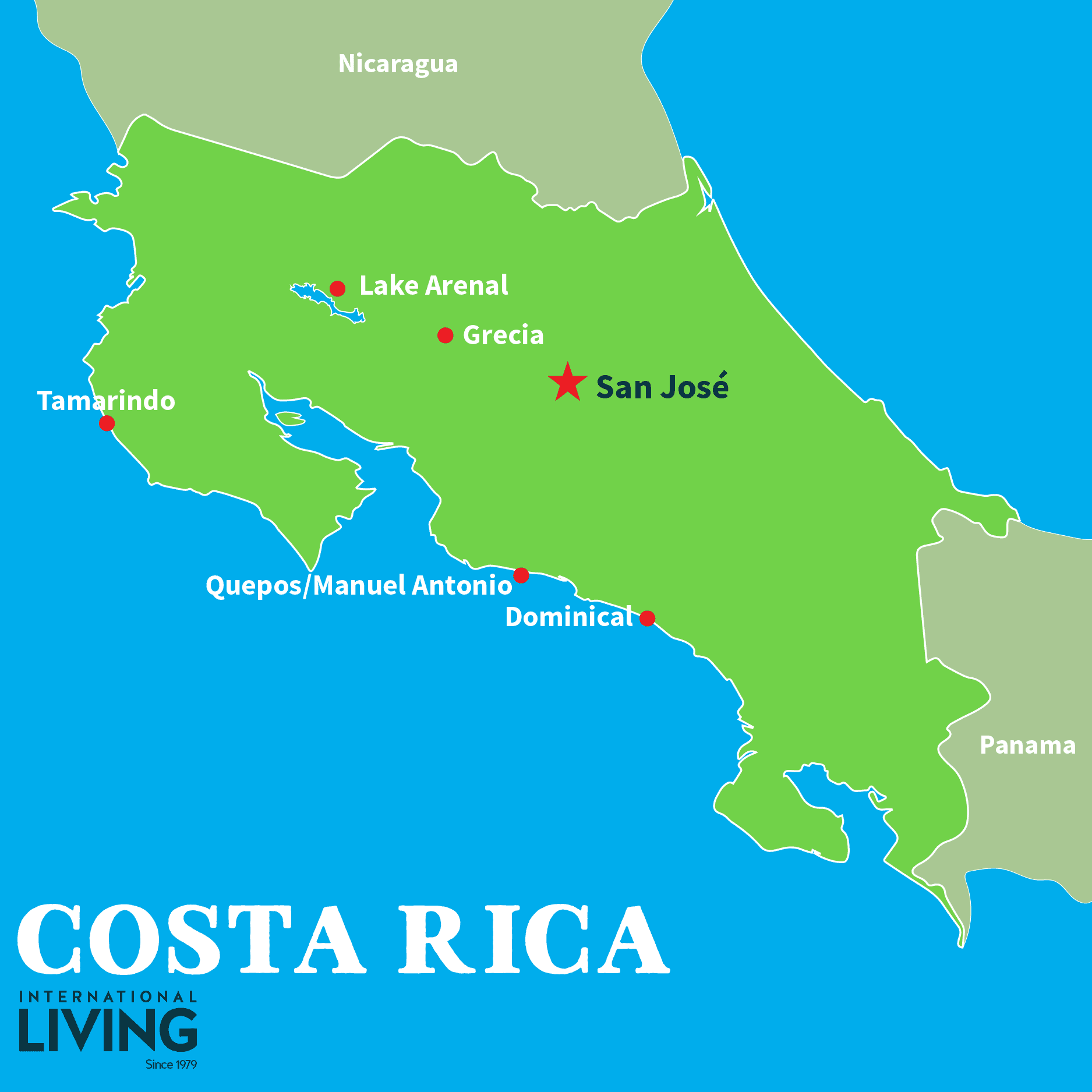 Costa Rica Country Map New Postcard.