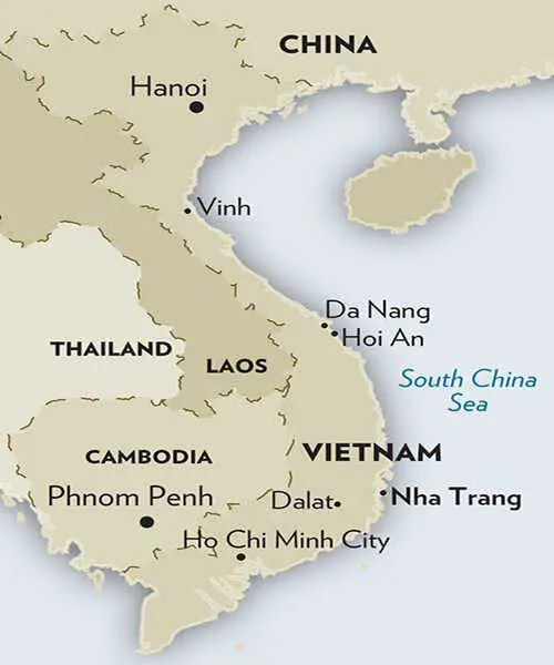 Vietnam Map showing Nha Trang