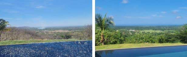 A side-by-side comparison from the pool, dry season versus green season
