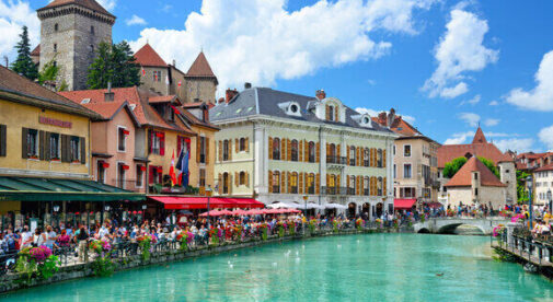 Thiou River in Annecy, France.
